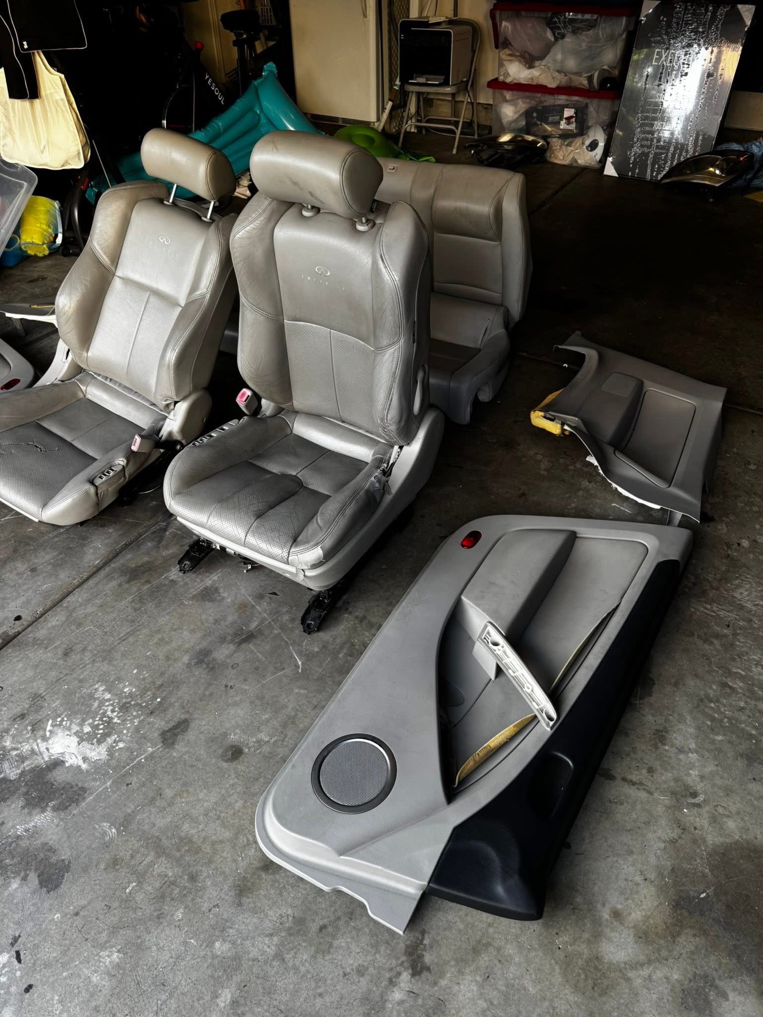 Selling full grey leather interior with panels for a 2005 G35 coupe.